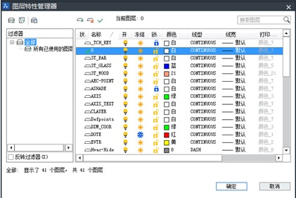 CAD中图层特性管理器