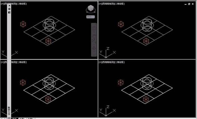 CAD中三维对象怎么设置四视图？