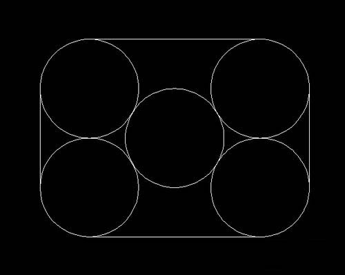 CAD中如何绘制矩形内切五个圆