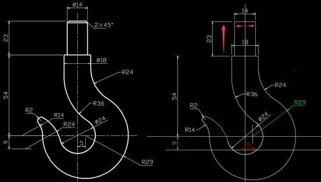 CAD吊钩平面图画法