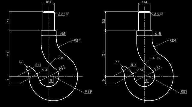 CAD吊钩平面图画法
