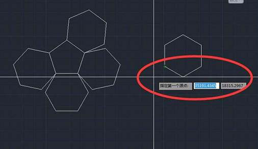 CAD多个六边形对齐的方法