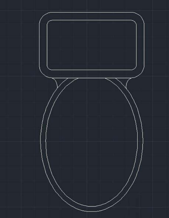 CAD绘制马桶平面图实例